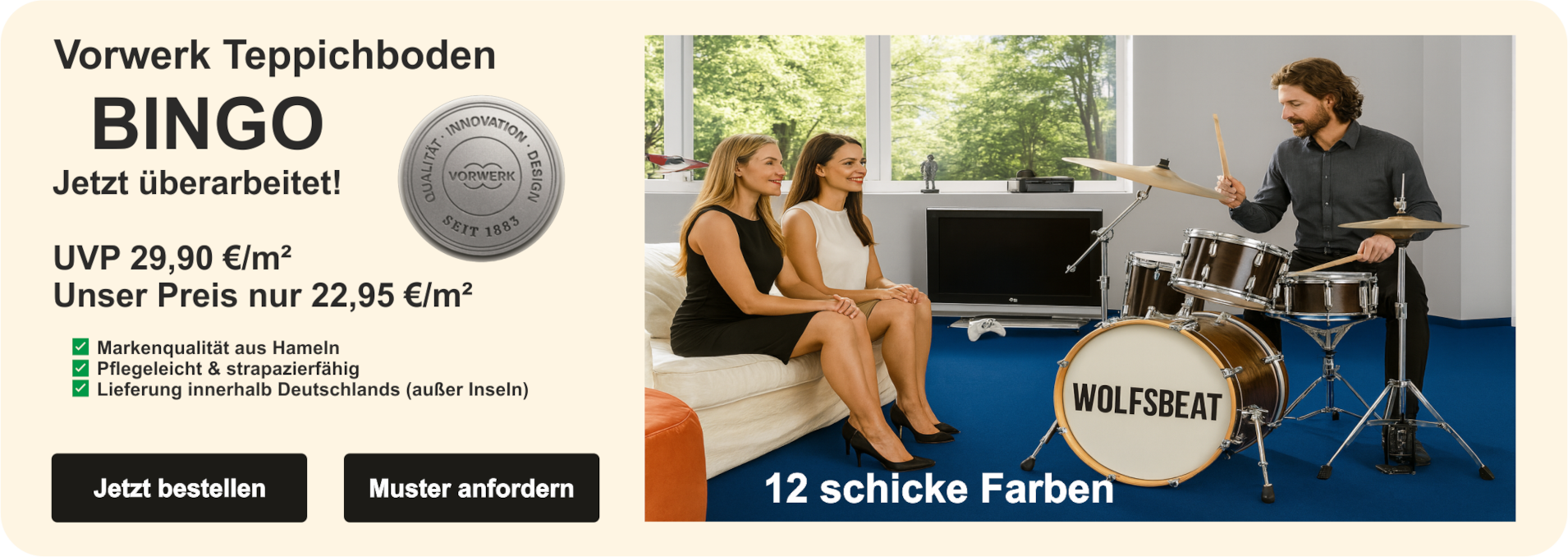 „Kategoriebild Vorwerk Bingo Teppichboden ab 5 m² – 600×400 px, Querformat“